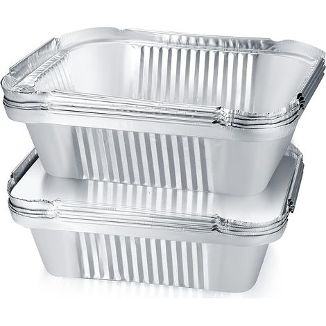 Lot de 30 barquettes en aluminium pour barbecue, égouttoir en aluminium, plat à gratin avec couvercle, récipient en aluminium pour pâtisserie,600 ml (1/5)
