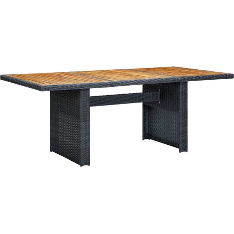 Gartentisch Dunkelgrau Poly Rattan und Akazie Massivholz (1/5)