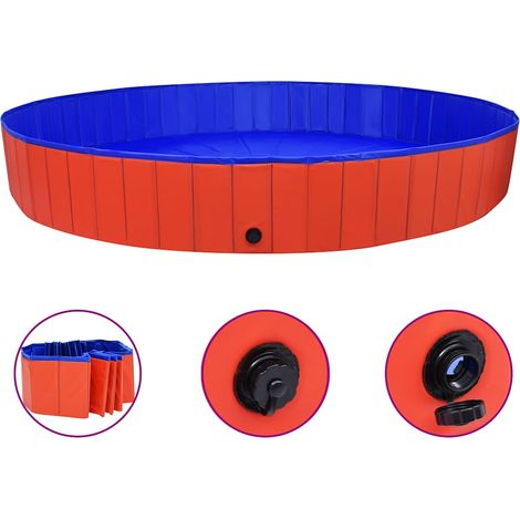 vidaXL Piscina para perros plegable PVC rojo 300x40 cm (1/5)