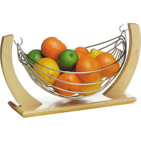 Interiors by Premier Quirky Rubberwood Fruit Hammock, Functional Design Wooden Fruit Hammock, Wooden Frame Fruit Hammock
