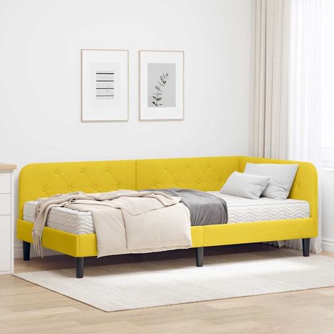 Estructura de cama en esquina Amarillo 90 x 200 cm Terciopelo