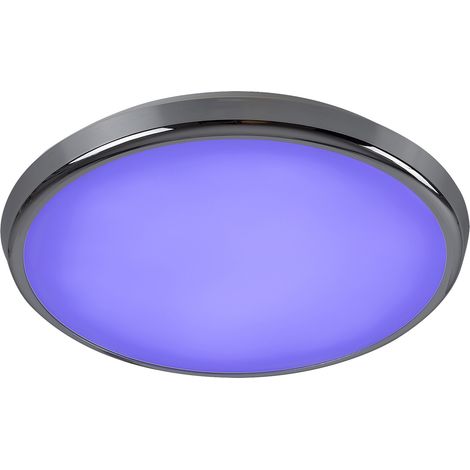 Plafoniera LED RGB 30cm 18W IP44 cromata con telecomando (1/4)