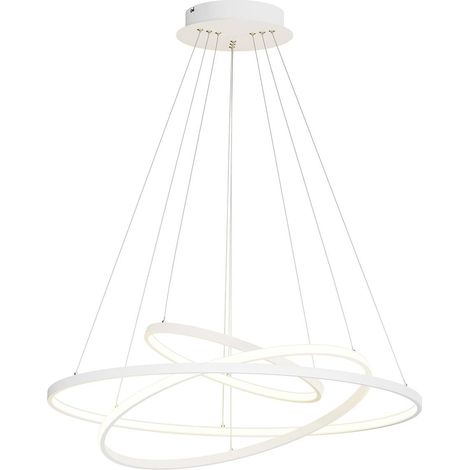 Suspension LED à intensité variable blanche Ø 80 cm – Métal pour salon et salle à manger – Éclairage économique SwitchDim – Lucande