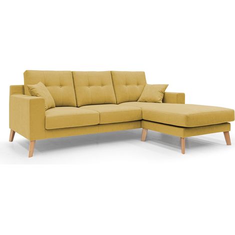 Danish Ecksofa mit verstellbarer Halbinsel aus weichem, wasserfestem Stoff T02 237 cm gelb