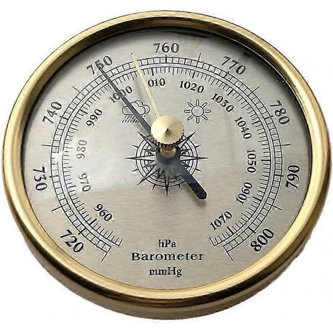 Baromètre mural 72 mm, 1070 hPa, cadran rond, couleur or, station météorologique (1/5)