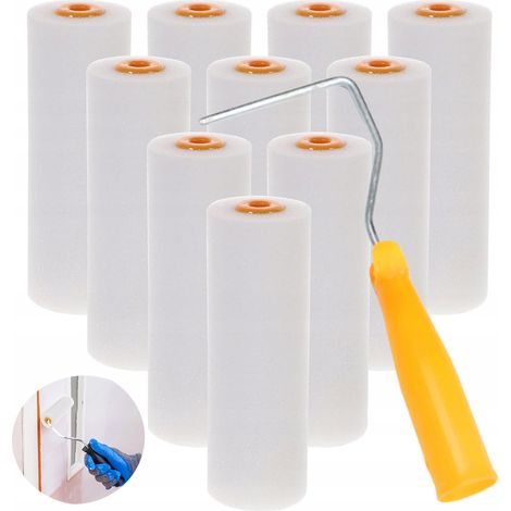 Ein Satz 10 cm Polyurethan-Farbroller, 10 Stück, mit Griff