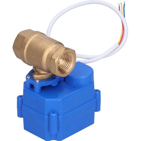 Vanne à bille motorisée DN15 en laiton, mini raccords de tuyauterie hydrauliques électriques avec indicateur DC9‑24V (1/5)