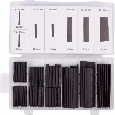 Coffret de 127 gaines thermorétractables noires assorties avec boîte de rangement (1/2)