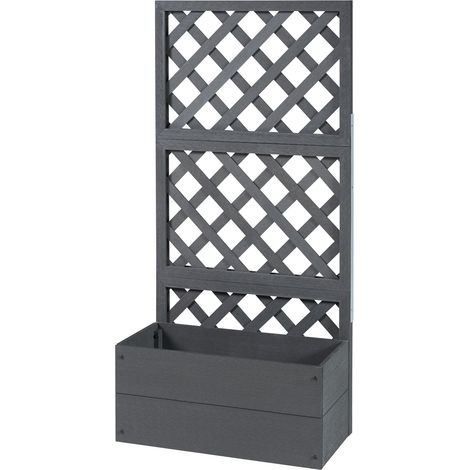 Vaso con traliccio 135 x 65 x 30 cm legno composito grigio 030009497