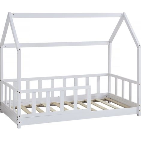 Kinderbett mit Dach aus Holz "Charlotte"  - Weiß - 80 x 160 cm