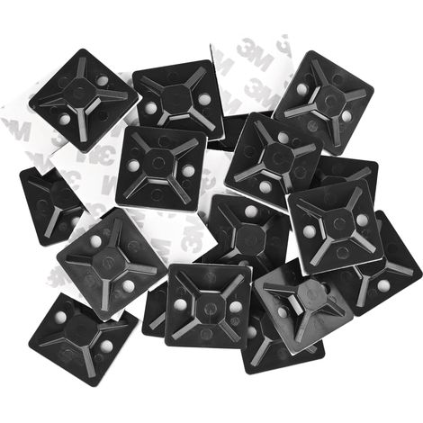 EMOS - 25 supporti per fascette stringicavo autoadesivi, 3 x 3 cm, supporto 3M per fascette stringicavi, in plastica ABS, ad alta resistenza, resistente al freddo e al calore da -40 °C a 80 °C (1/5)