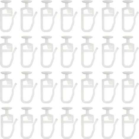 30 Pcs Crochet de Rideau Rail Glisseur Rail Rideau Poulie à Rideaux en Plastique Blanc pour Rideau de Douche Porte et Fenêtre