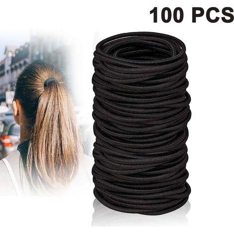 100 élastiques à cheveux pour filles, petits élastiques sans métal, pour queues de cheval, fins bandeaux pour filles, hommes et femmes (1/5)