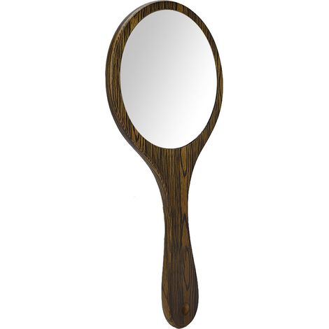 Miroir de coiffure vintage à main en bois vert, miroir portable pour salon de coiffure et barbier, accessoire rétro pour coiffeur, poignée en bois naturel (1/5)