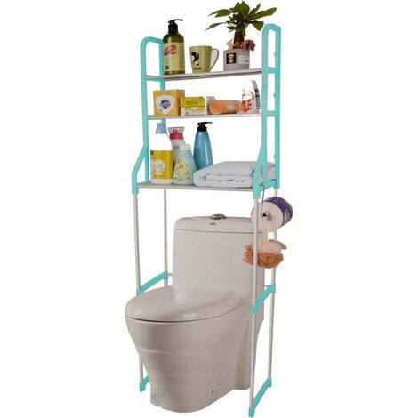 Trade Shop - ORGANIZER 3 ABLAGEN ÜBER WC BAD WÄSCHE PLATZSPAREND BLAU -