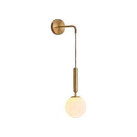 Nachttisch-Leselampe, hochwertige Messing-Wandleuchte mit mattweißem Glasschirm für moderne Räume (24 cm Länge, 10 cm Sockel) (1/5)