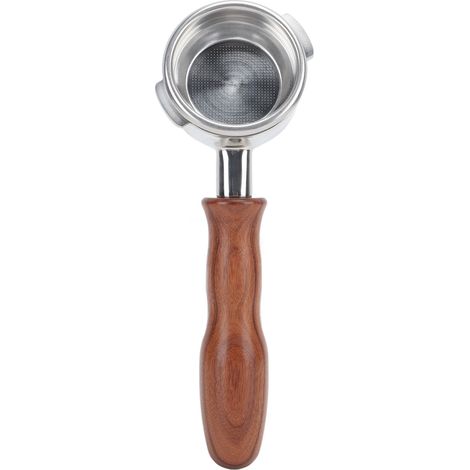 Portafilter sans fond 58 mm 2 oreilles détachable en bois massif et acier inoxydable pour machine café NOWWA - Filtre amélioré pour extraction (1/5)