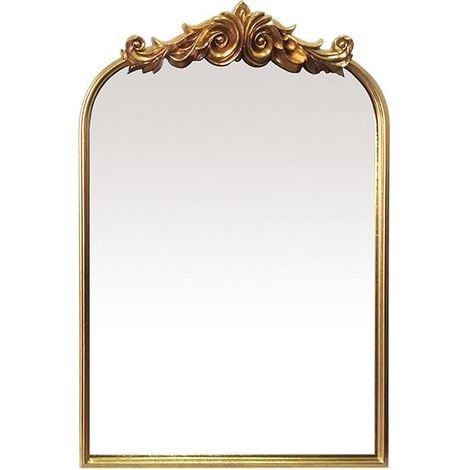 Miroir sur pied orné 60x90cm – Cadre doré avec fronton sculpté – Élégance classique pour salon et chambre – Emde (1/2)