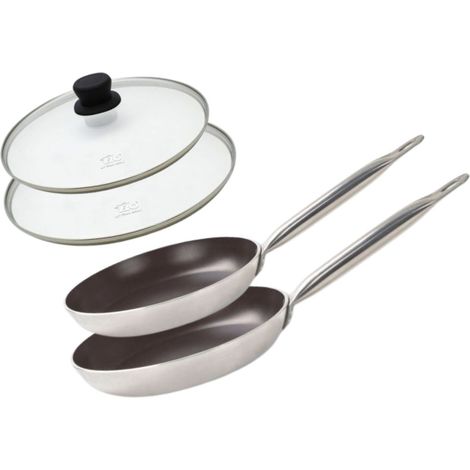 Set de 2 Poêles 28 et 32 cm céramique sans PFAS et 2 couvercles Bistro Line Elo (1/5)