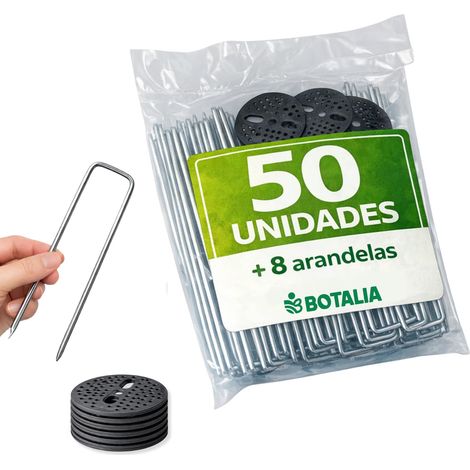PLANTAWA Picchetti in metallo 50 pezzi  Ancoraggio per prato artificiale, rete anti-erbe e teloni da giardino  Fissaggio resistente, installazione rapida e fissaggio stabile su tutti i tipi di (1/5)