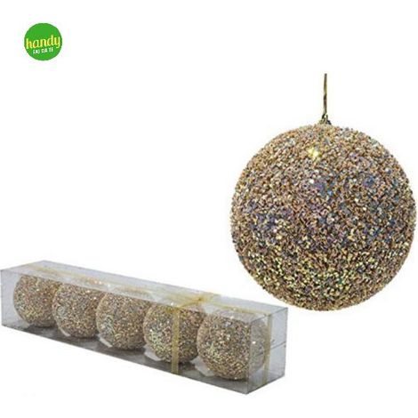 Set 5 Sfere General Trade Oro Glitter Ø 100mm