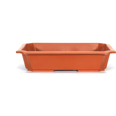 Vaso rettangolare per Piante e Bonsai in plastica marrone cm. 49 (1/2)