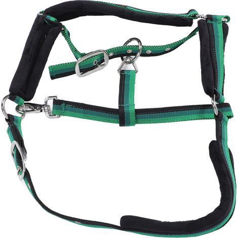 Licol pour cheval réglable en nylon robuste rembourré anti-frottement pour menton et gorge, taille M (convient aux chevaux de 1,10 à 1,30 m) (1/5)