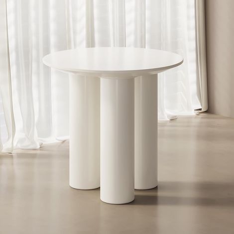 Petite table à manger ronde de 76 cm pour 2 personnes table de salle à manger blanche moderne pour salle à manger salle à manger cuisine bistro économie de rythme (1/5)