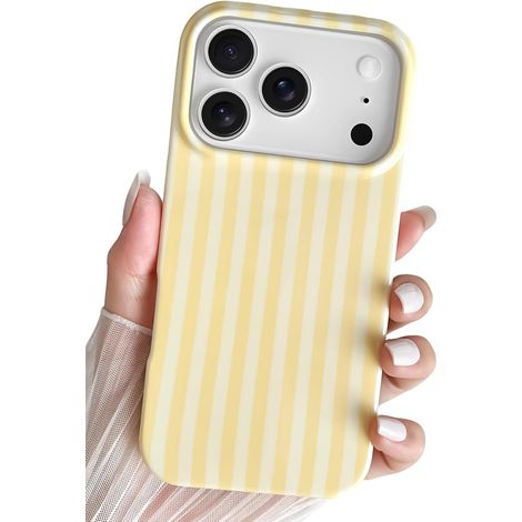 Coque pour iphone 18 Pro Max,Étui de téléphone Striped,pour Femmes et Filles,Jaune (1/5)