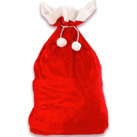Hotte de Père Noël - 1 Grand Sac Cadeau de Noel Rouge en Velour Sacs Cadeaux Rouge et Blanc Deguisement pour la Fête de Noel (50 x 70cm) (1/4)