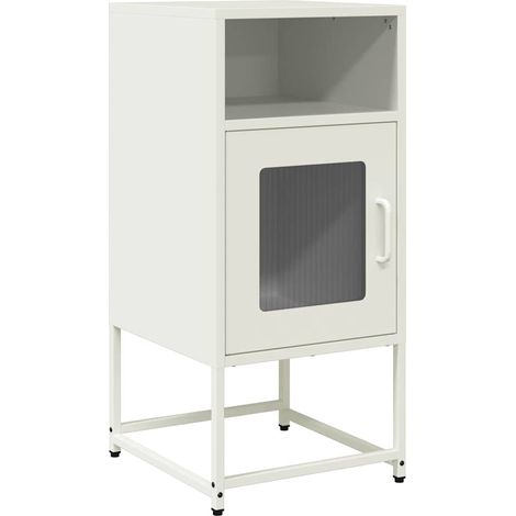 Maison Exclusive - Mesita de noche acero laminado en frío blanco