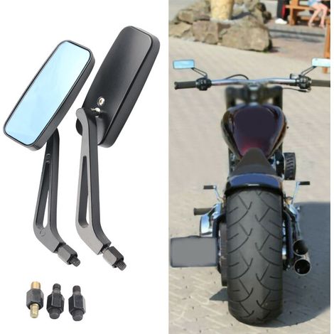 Square motorcycle parts in blue glass and metal, retro bicycle handlebar, rearview mirror, side mirror. (1/5)