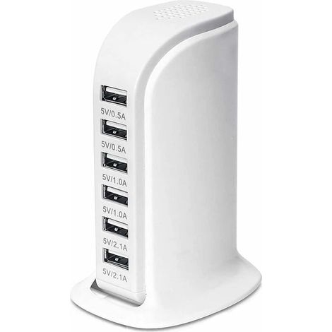 Chargeur USB 30W à 6 ports – Smart Detect pour charge rapide – Compatible iPhone, Galaxy, tablettes – Sécurité renforcée (1/5)