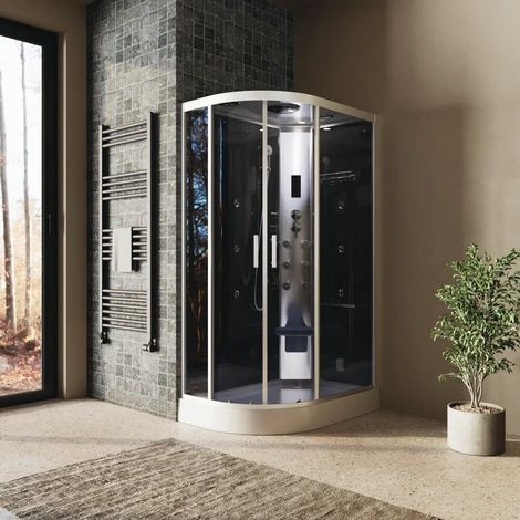 Cabine de douche hydromassante 80 x 120 cm côté droit h 215 cm avec hammam Amorgos (1/4)