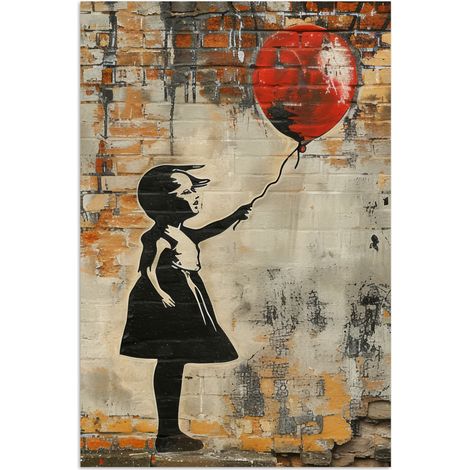 AFFICHE Graffiti - Banksy - Fille - Street art Tableau Décoration Murale 80x120 cm (1/4)