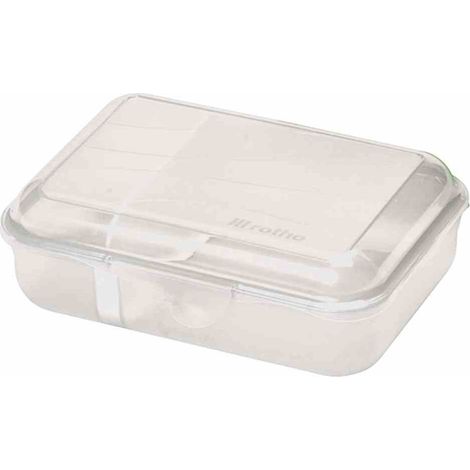 Rotho Fun Vesperdose 0,9l mit herausnehmbarer Trennwand, Kunststoff (PP) BPA-frei, transparent, S/0,9l (17,7 x 12,9 x 6,0 cm)