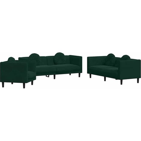 Maison Exclusive - Set di Divani 3 pz con Cuscini Verde Scuro in Velluto (1/5)