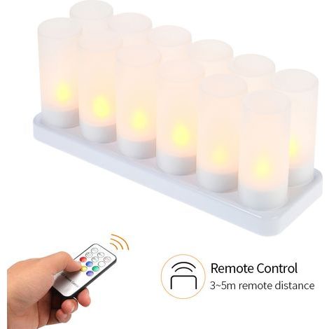 Bougie LED colorée Rechargeable, Simulation de bougies chauffe-plat sans flamme avec tasse givrée, décoration pour la maison, noël, mariage, dîner