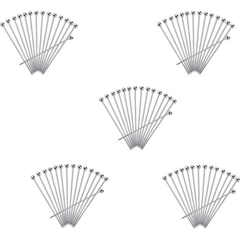 75 palillos para cóctel, palillos reutilizables de acero inoxidable de 10 cm para martinis, aceitunas, aperitivos y sándwiches.