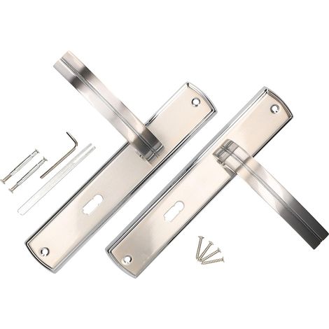 KOTARBAU Kit de poignées de porte BB 72 mm - Plaque longue nickel-chrome universelle moderne (1/5)