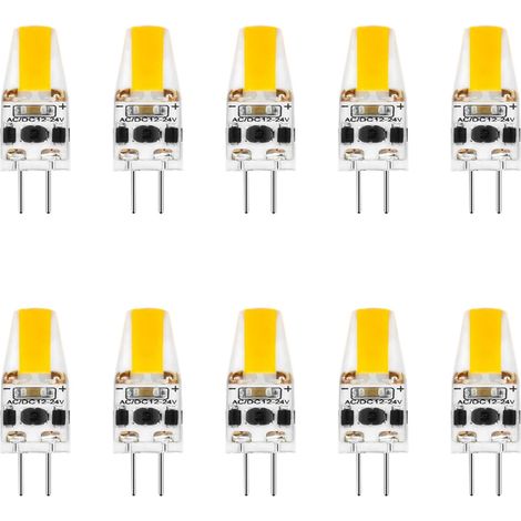 G4 LED Birne dimmbar 2W Tageslichtbeleuchtung, AC/DC 12V-24V 0705 COB Glühbirnen Äquivalent zu 20W Halogenbirne, G4 Birne für Unterschrankbeleuchtung, Deckenleuchten (10 Stück), Warmweiß (1/5)