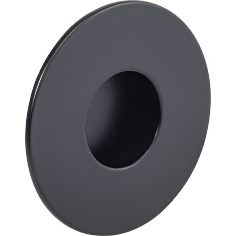 Estamp Griffmuschel Geometrec ø 70mm - Muschelgriff rund - Griff zum Einlassen mit Rahmen, Zinkdruckguss schwarz matt