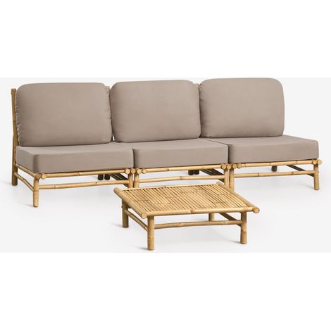 SKLUM Gartenset mit 3-teiliger modularer Sofagarnitur und quadratischem Couchtisch 75x75 cm aus Bambus Isendra (1/5)