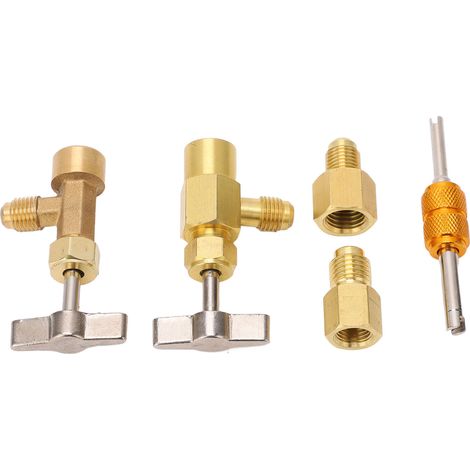 Kit valve perceuse R134A laiton auto-obturation et non avec adaptateurs bouteille frigo 1/4 1/2 pour clim auto (1/5)