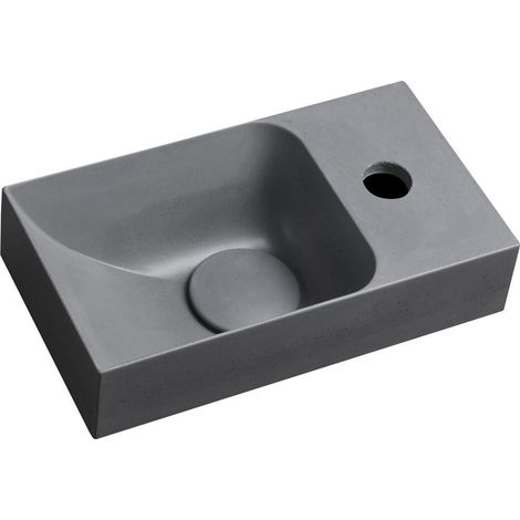 Sapho Small - Lave-mains 31x17 cm, sans trop-plein, trou de robinetterie à droite, gris PK30517 (1/4)