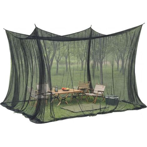 XXL Moustiquaire de Voyage, Moustiquaire pour Lit Double 300 x 300 x 250 cm, Tente de Camping Fermée, Protection Contre Les Insectes pour Une Utilisation en Extérieur, Terrasse, Noir (1/5)