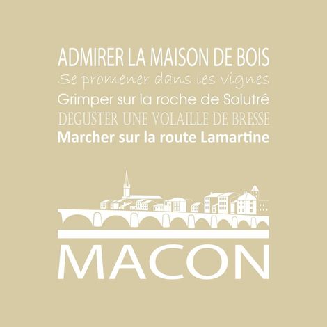Tableau sur toile Mâcon beige 30x30 cm - Impression sur Toile Murale Décorative - Image imprimée en HD sur Toile - Toile sur Châssis en Bois FSC - Fabriqué en France