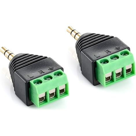 Fiche Jack pour Enceinte Adaptateur Jack 3,5 mm mâle vers bornier à 3 Broches connecteur Jack 3 Poles sans Soudure (1/5)