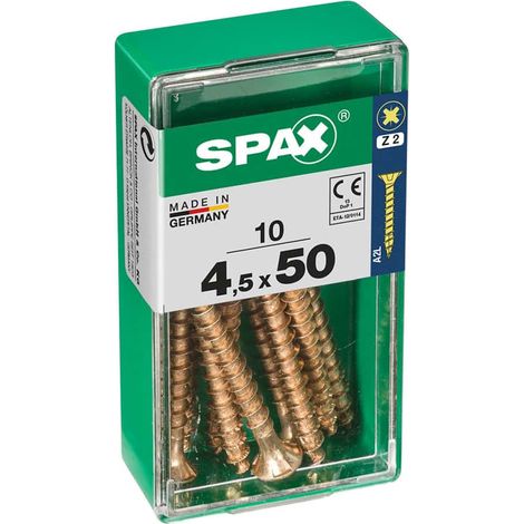 Boîte 10 Unités. Vis A Bois Spax Cab. Plat Yellox 4.5x50mm Spax (1/2)