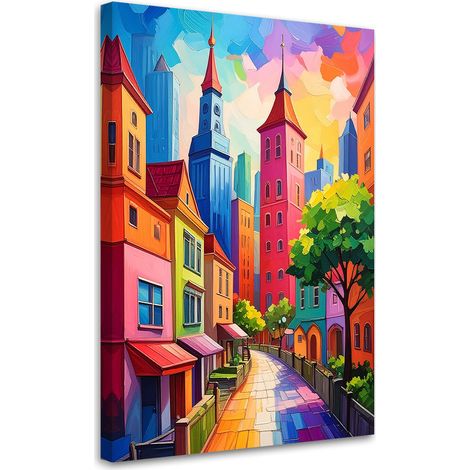 Image sur Toile, Ville colorée maisons,40x60 (1/4)